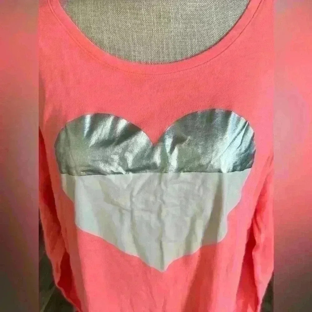 Victorias Secret NEON Foil Bling HEART Night Gown Sleepshirt Pajamas XL - Picture 3 of 7
